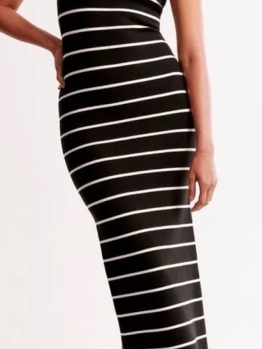 Abercrombie & Fitch, Black & White Striped Bodycon Midi Skirt Large Tall NWT